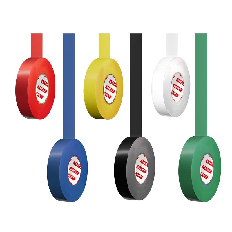 SWRT 6 Pack Colored Electrical Tape, 0.75 in x 66 FT High Temp Electric Tape Under 600V for All Weather, UV Protection, Flame Retardant, Suitable for Domestic, Commercial, and Industrial environments - Image 1
